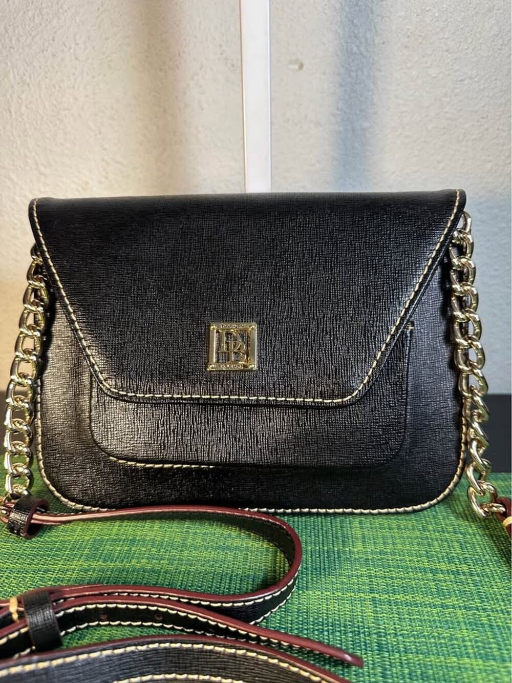 Dooney & Bourke Black Saffiano Rena Flap Crossbody Bag